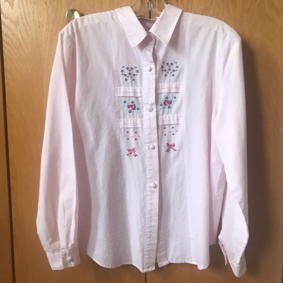 Pink and white stripped button up - Picture 1 of 3